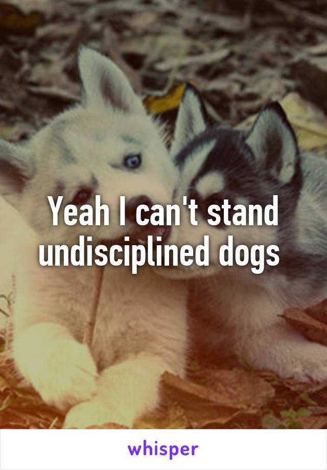 Yeah I can't stand undisciplined dogs 