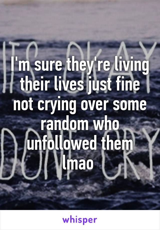 I'm sure they're living their lives just fine not crying over some random who unfollowed them lmao 