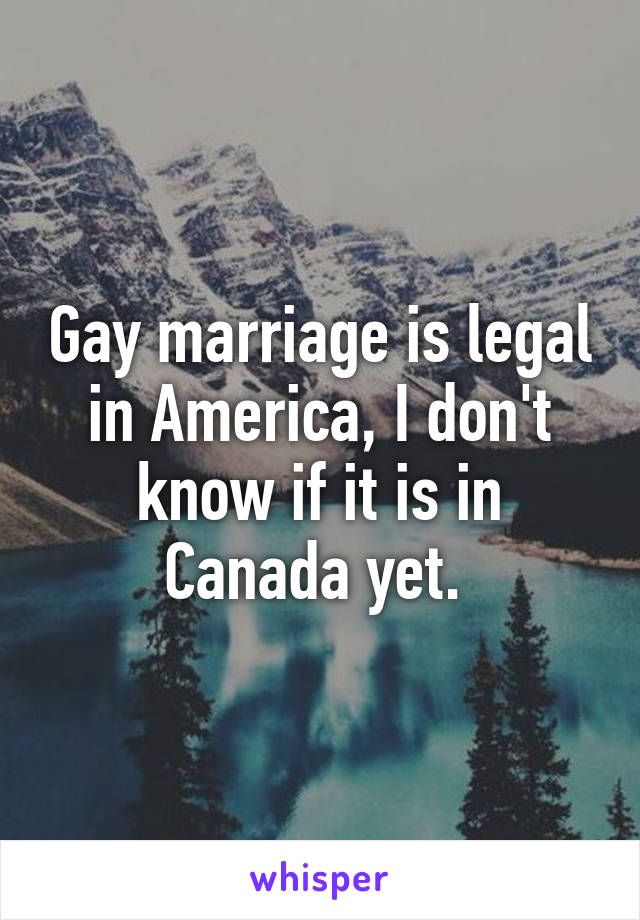 Gay marriage is legal in America, I don't know if it is in Canada yet. 