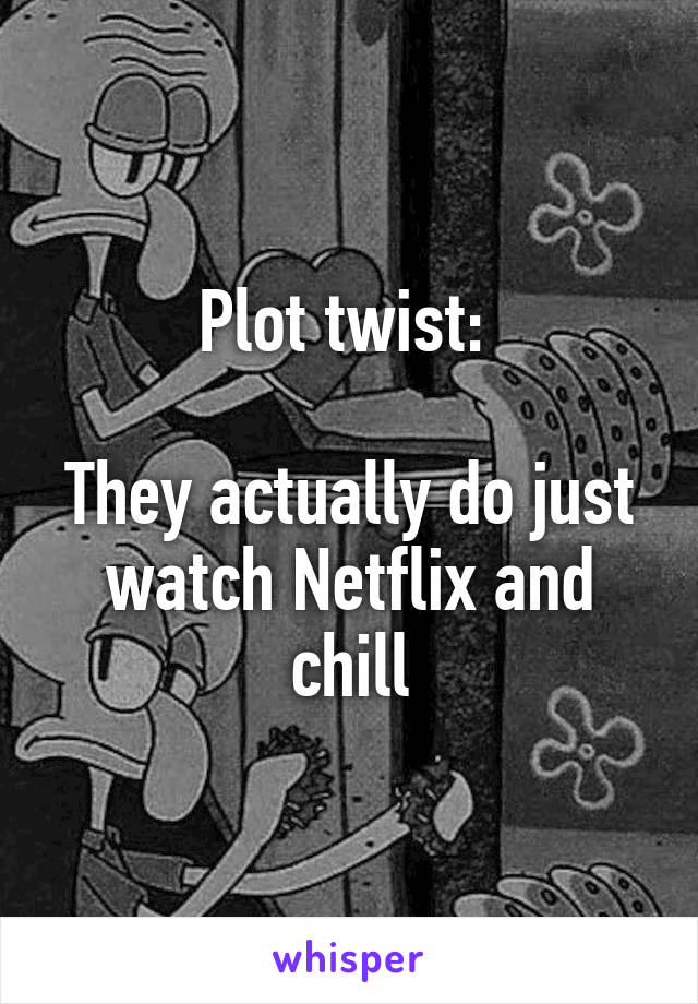 Plot twist: 

They actually do just watch Netflix and chill