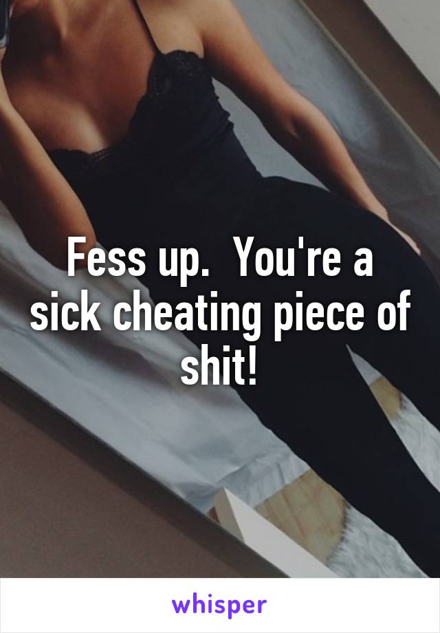 Fess up.  You're a sick cheating piece of shit!