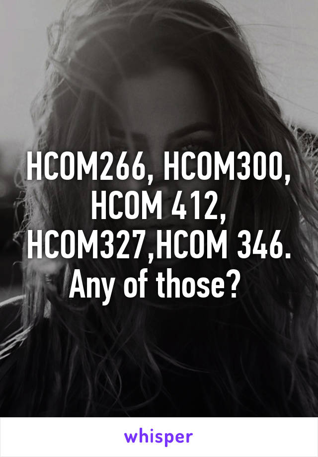 HCOM266, HCOM300, HCOM 412, HCOM327,HCOM 346. Any of those? 