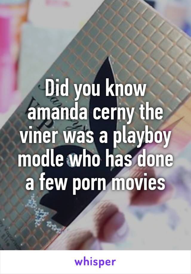 Did you know amanda cerny the viner was a playboy modle who has done a few porn movies