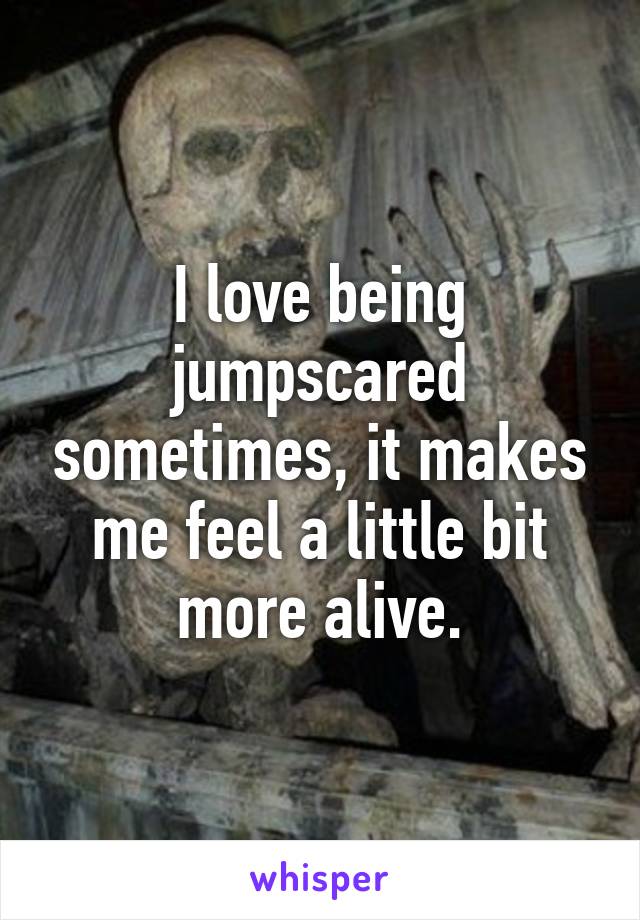 I love being jumpscared sometimes, it makes me feel a little bit more alive.