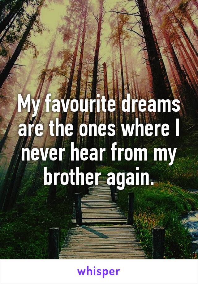 My favourite dreams are the ones where I never hear from my brother again.