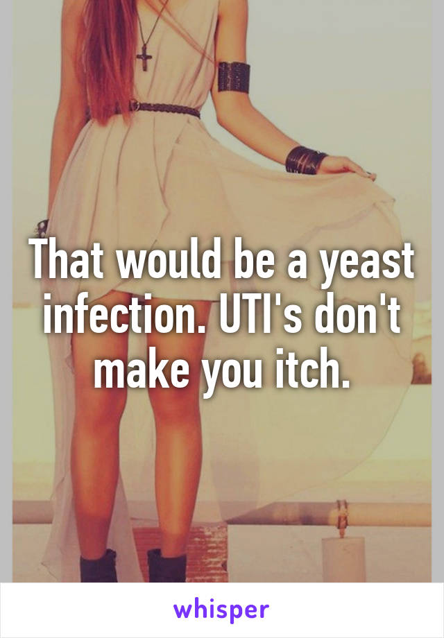 That would be a yeast infection. UTI's don't make you itch.