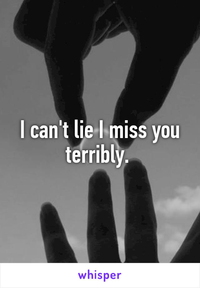 I can't lie I miss you terribly. 