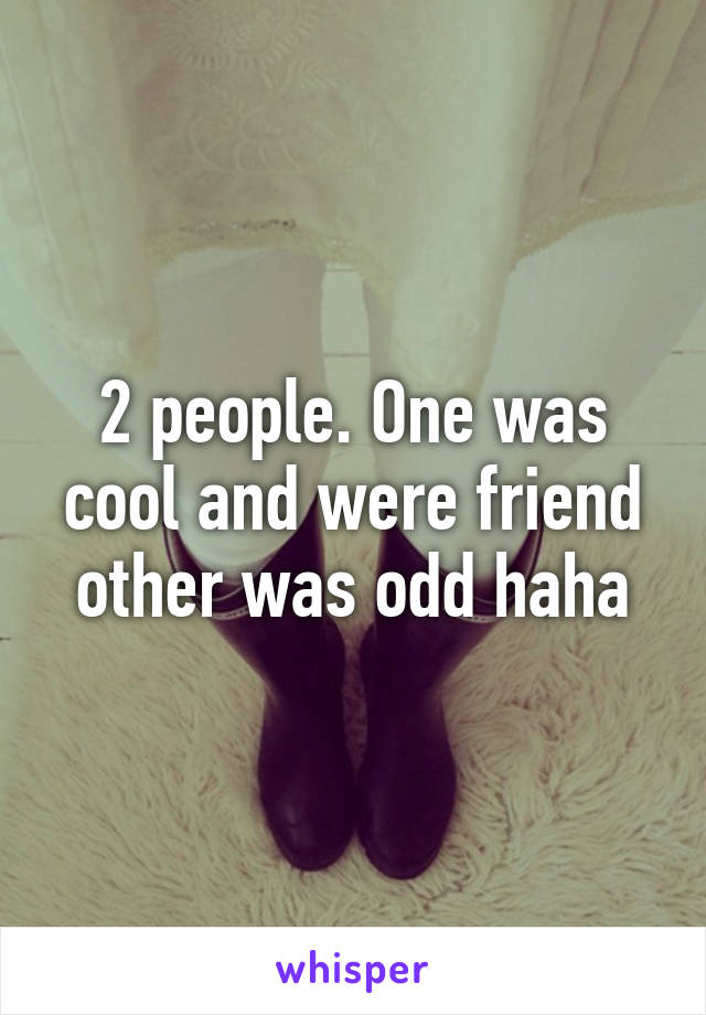 2 people. One was cool and were friend other was odd haha