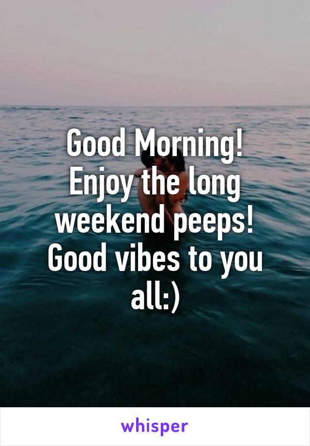 Good Morning!
Enjoy the long weekend peeps!
Good vibes to you all:)