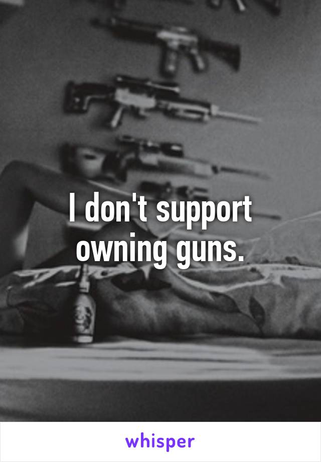 I don't support owning guns.