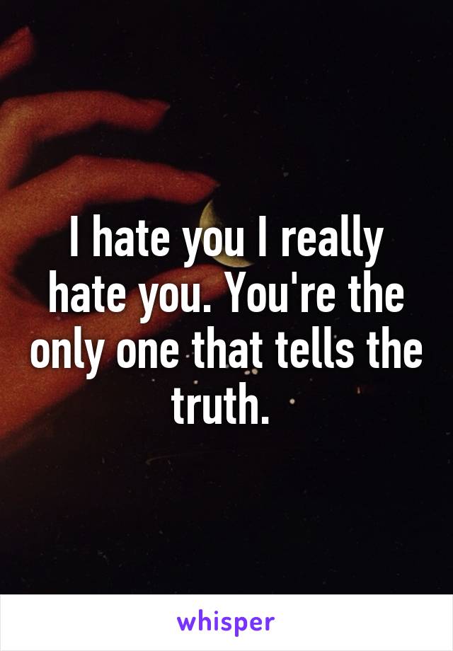 I hate you I really hate you. You're the only one that tells the truth. 