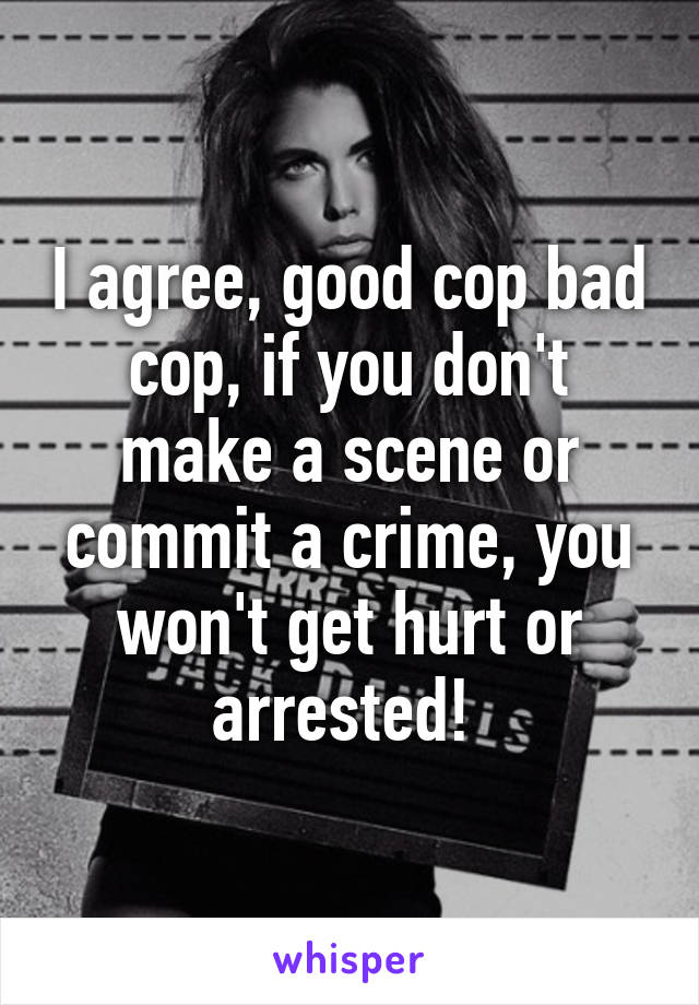 I agree, good cop bad cop, if you don't make a scene or commit a crime, you won't get hurt or arrested! 