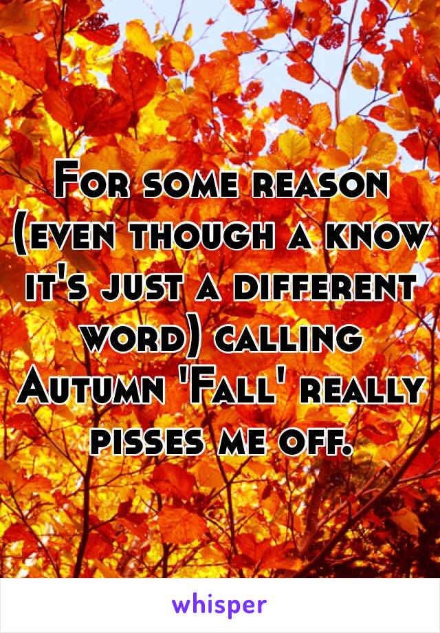 For some reason (even though a know it's just a different word) calling Autumn 'Fall' really pisses me off. 