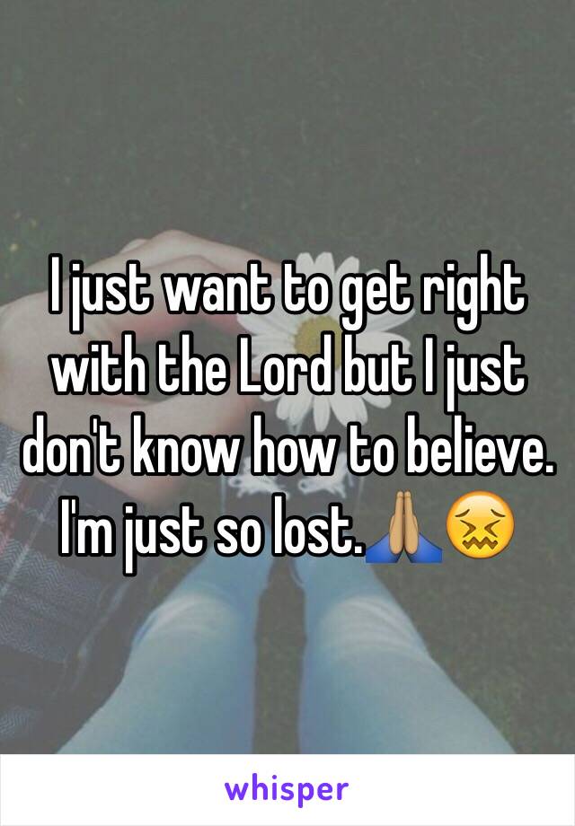 I just want to get right with the Lord but I just don't know how to believe. I'm just so lost.🙏🏽😖