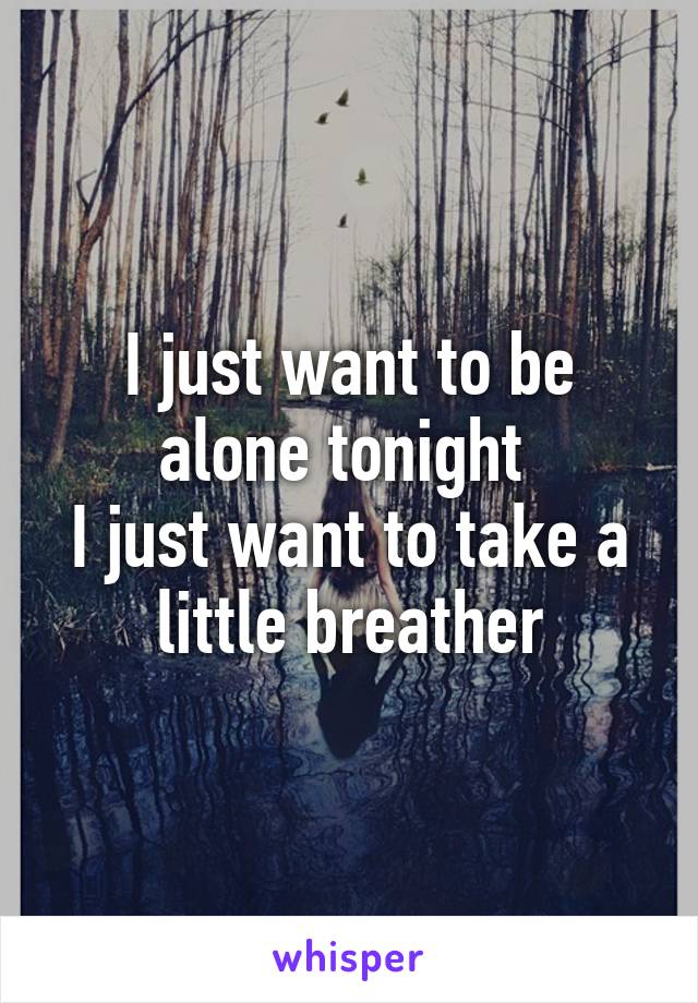 I just want to be alone tonight 
I just want to take a little breather