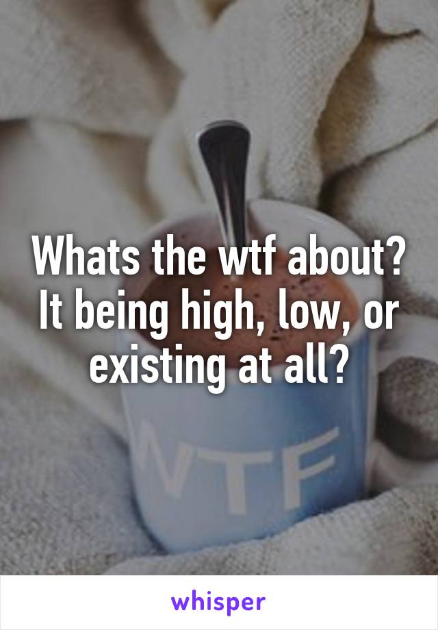 Whats the wtf about? It being high, low, or existing at all?