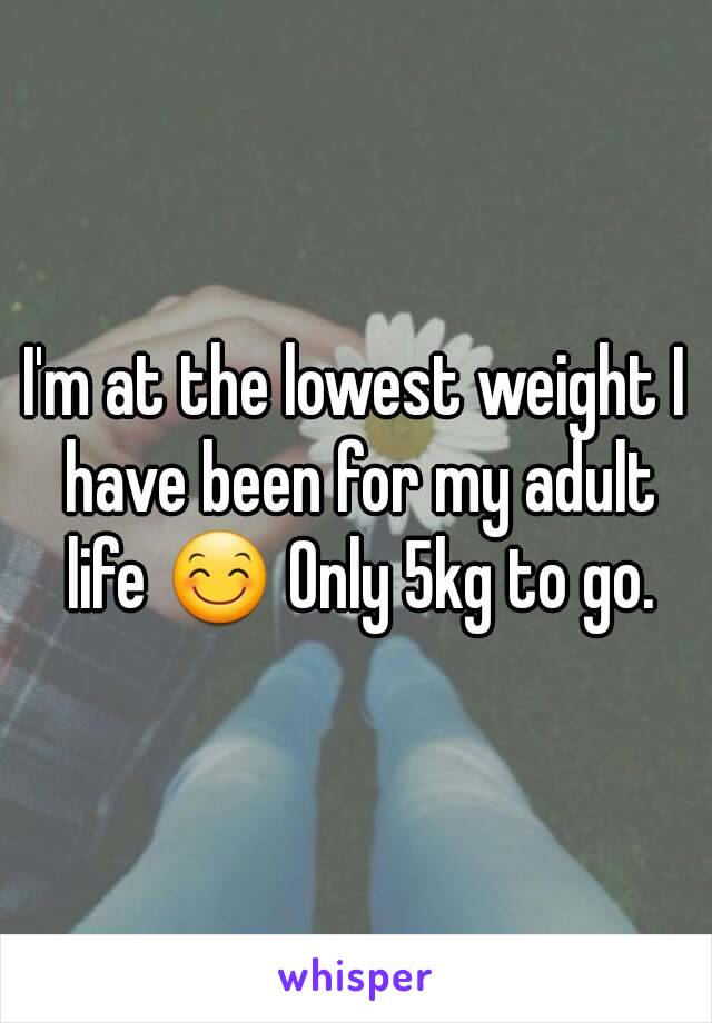 I'm at the lowest weight I have been for my adult life 😊 Only 5kg to go.