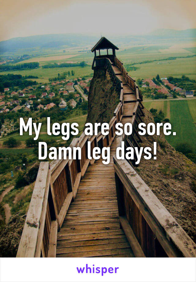 My legs are so sore. Damn leg days!