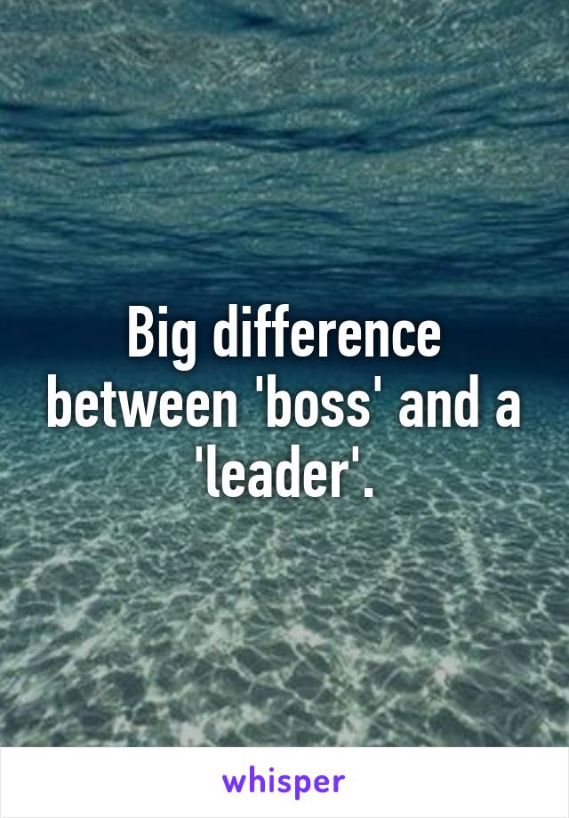 Big difference between 'boss' and a 'leader'.