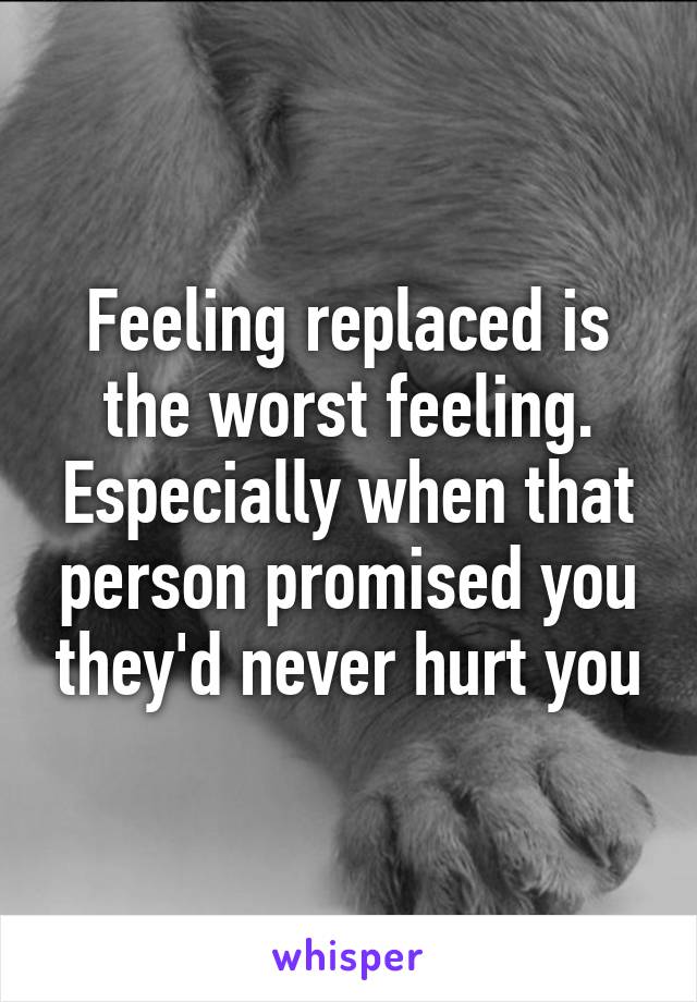 Feeling replaced is the worst feeling. Especially when that person promised you they'd never hurt you