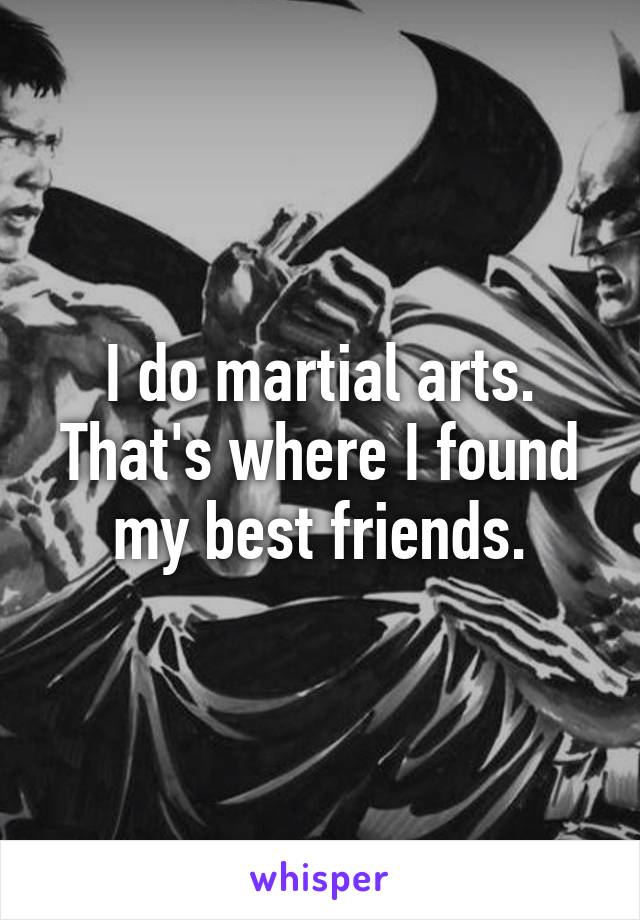 I do martial arts. That's where I found my best friends.