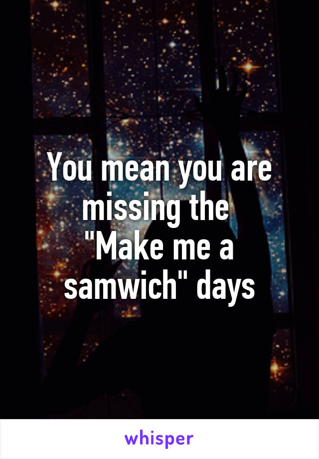 You mean you are missing the 
"Make me a samwich" days