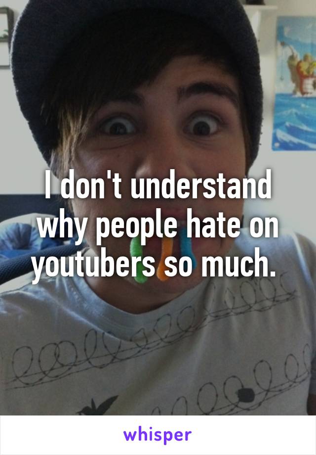 I don't understand why people hate on youtubers so much. 