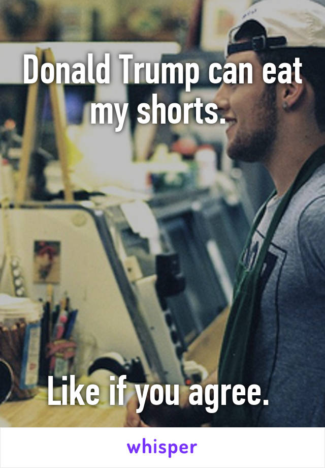 Donald Trump can eat my shorts. 






Like if you agree. 