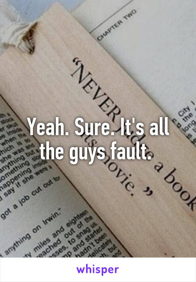 Yeah. Sure. It's all the guys fault. 