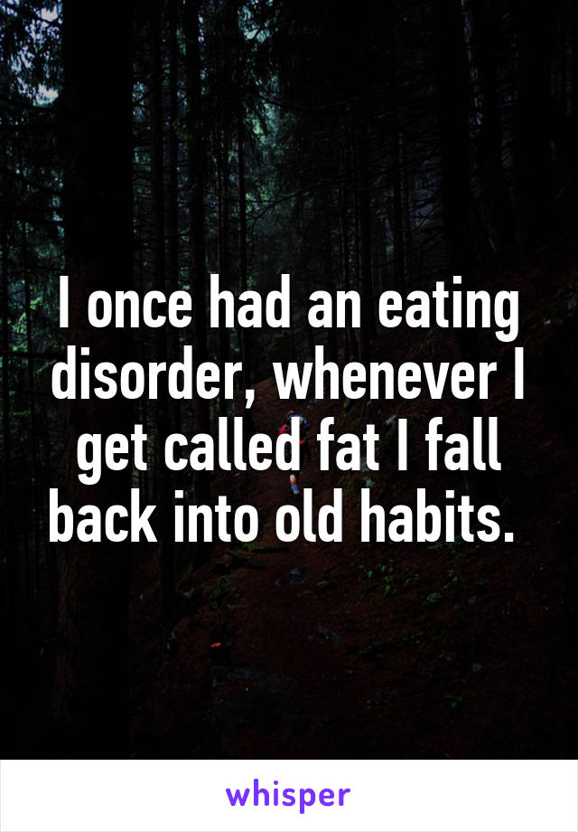 I once had an eating disorder, whenever I get called fat I fall back into old habits. 