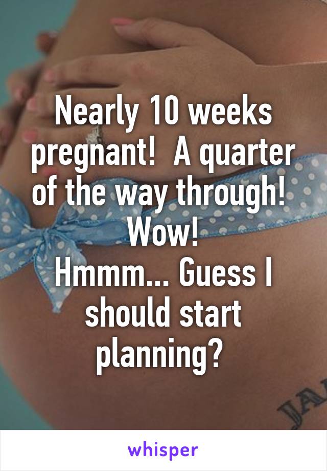 Nearly 10 weeks pregnant!  A quarter of the way through!  Wow!
Hmmm... Guess I should start planning? 