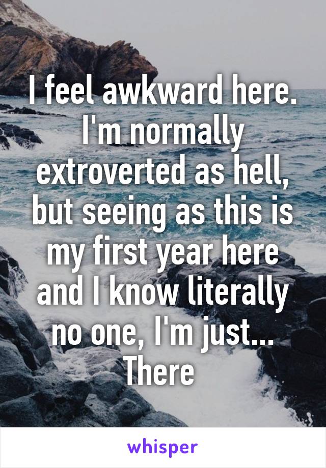 I feel awkward here. I'm normally extroverted as hell, but seeing as this is my first year here and I know literally no one, I'm just... There 