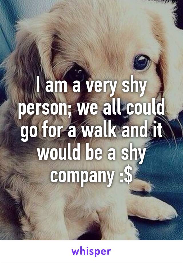 I am a very shy person; we all could go for a walk and it would be a shy company :$