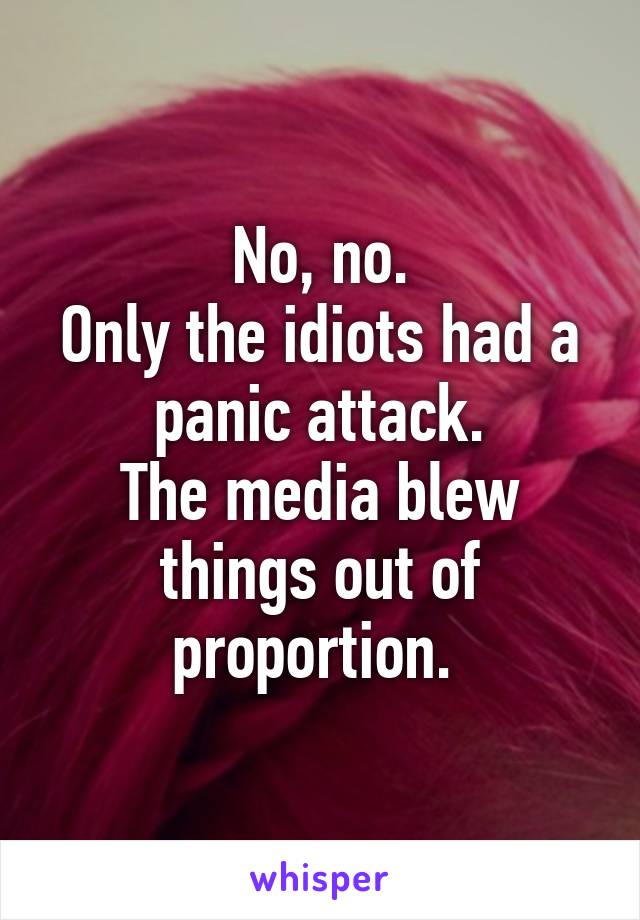 No, no.
Only the idiots had a panic attack.
The media blew things out of proportion. 