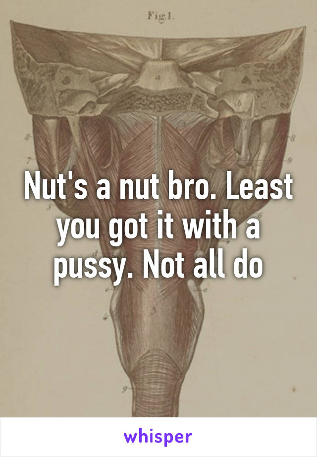 Nut's a nut bro. Least you got it with a pussy. Not all do