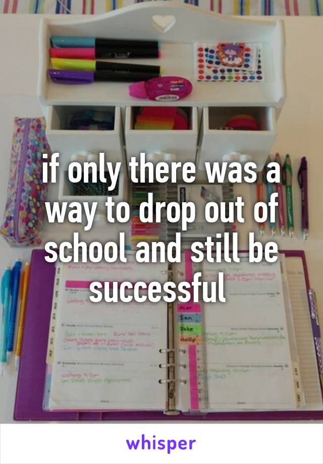 if only there was a way to drop out of school and still be successful 