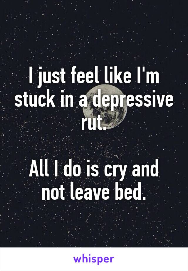 I just feel like I'm stuck in a depressive rut.

All I do is cry and not leave bed.