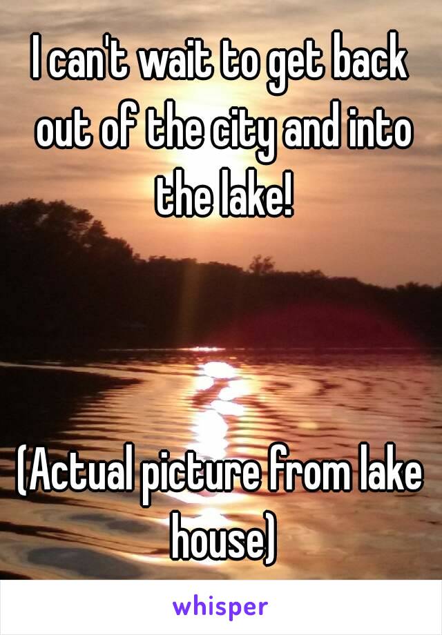 I can't wait to get back out of the city and into the lake!



(Actual picture from lake house)