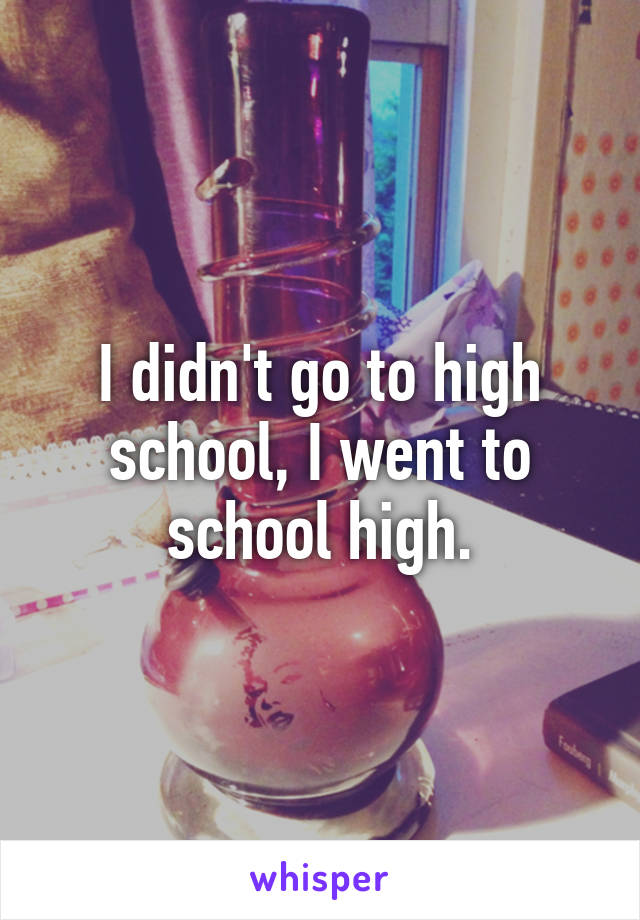 I didn't go to high school, I went to school high.