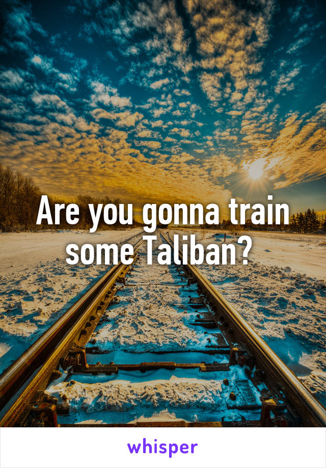 Are you gonna train some Taliban? 