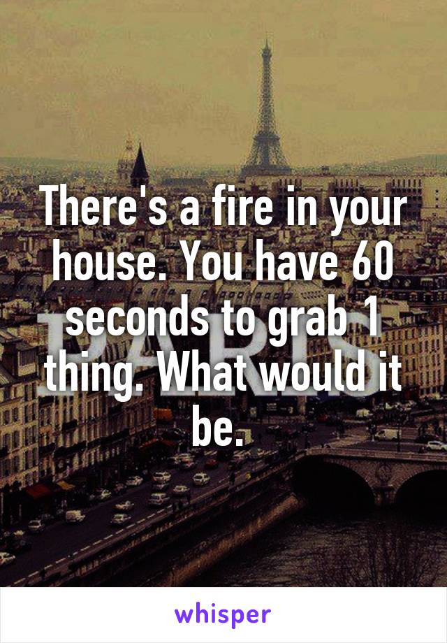 There's a fire in your house. You have 60 seconds to grab 1 thing. What would it be. 