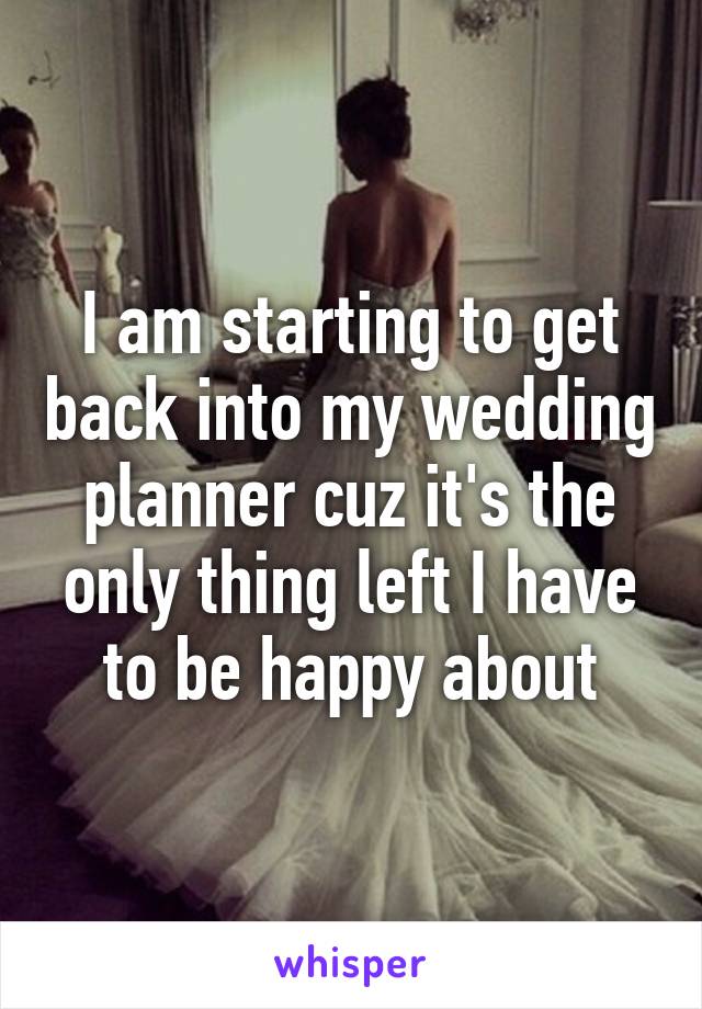 I am starting to get back into my wedding planner cuz it's the only thing left I have to be happy about