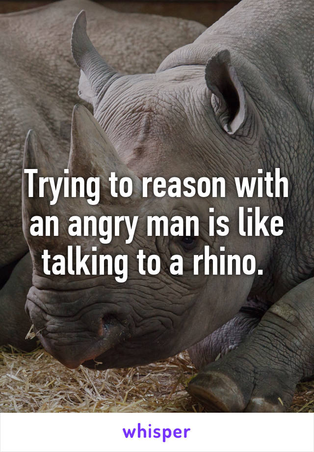 Trying to reason with an angry man is like talking to a rhino. 