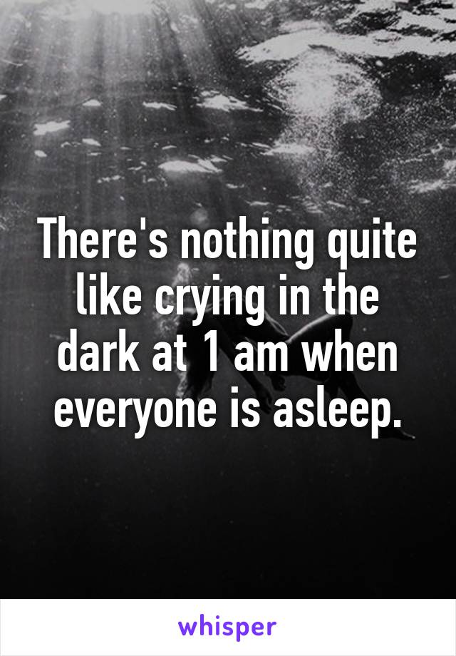 There's nothing quite like crying in the dark at 1 am when everyone is asleep.