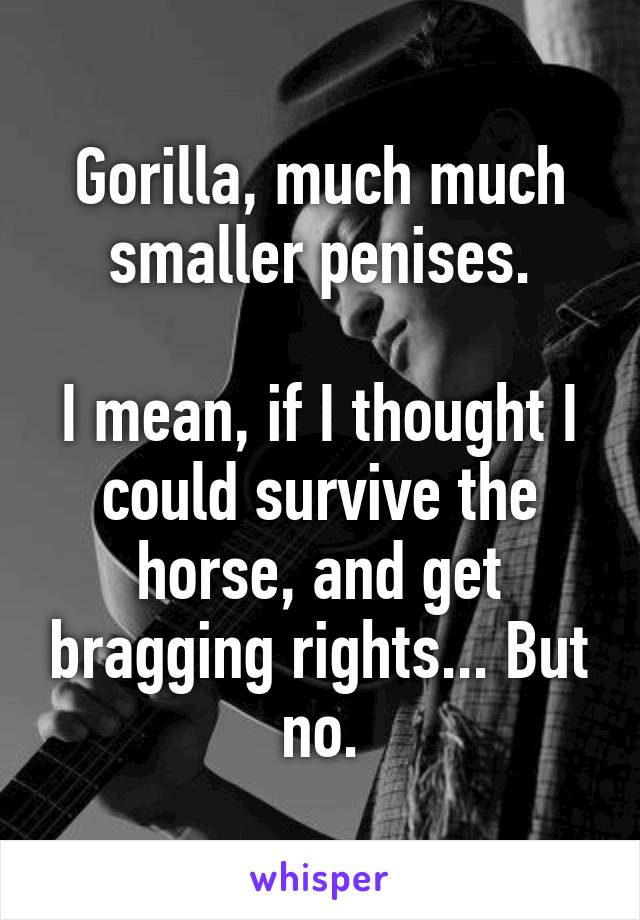 Gorilla, much much smaller penises.

I mean, if I thought I could survive the horse, and get bragging rights... But no.