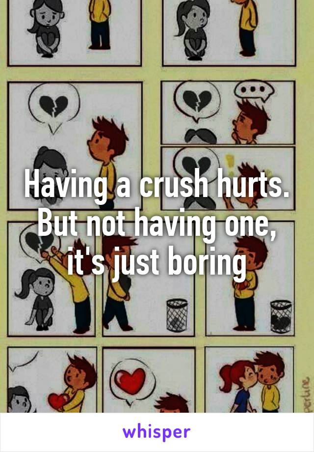 Having a crush hurts. But not having one, it's just boring