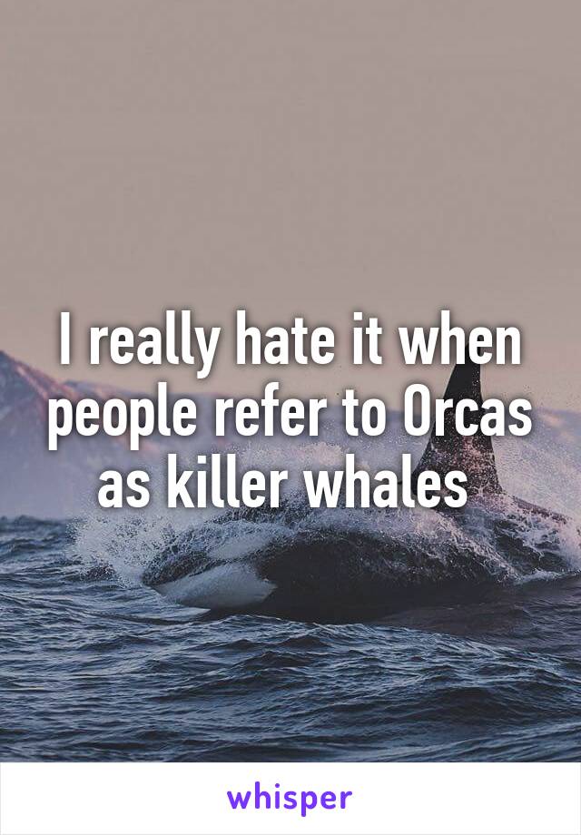 I really hate it when people refer to Orcas as killer whales 