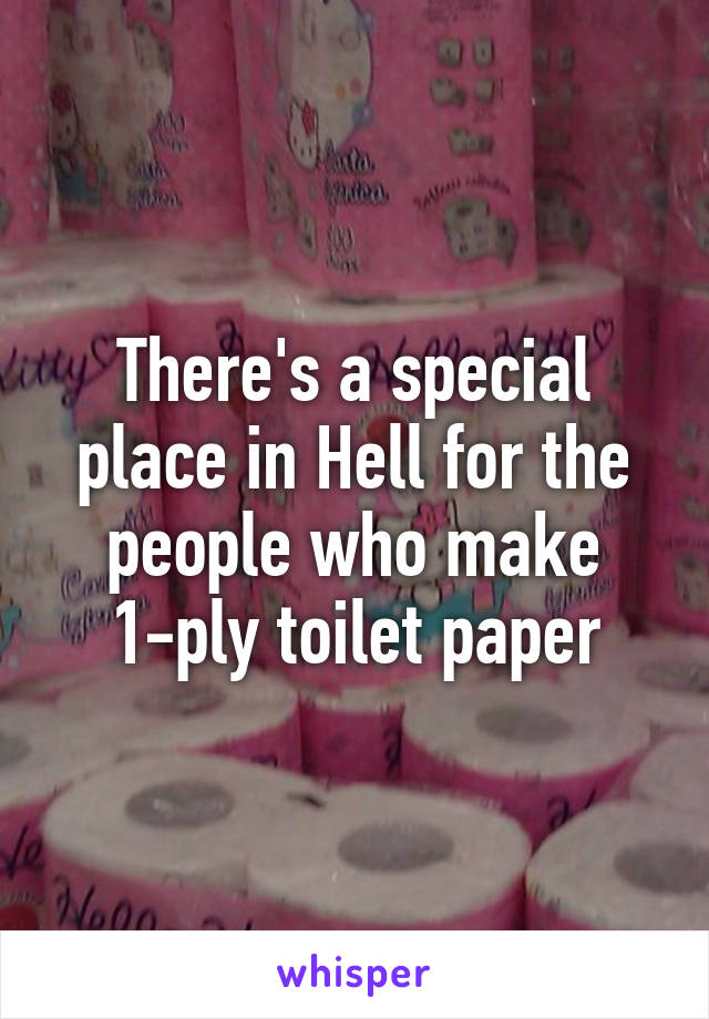 There's a special place in Hell for the people who make 1-ply toilet paper