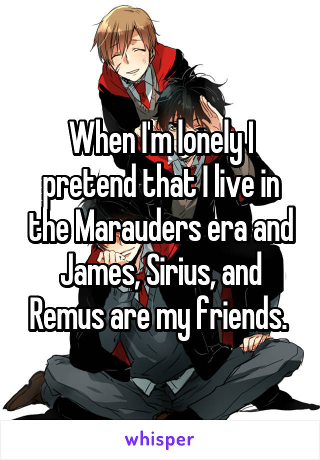 When I'm lonely I pretend that I live in the Marauders era and James, Sirius, and Remus are my friends. 