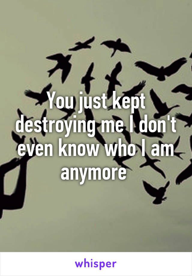 You just kept destroying me I don't even know who I am anymore 